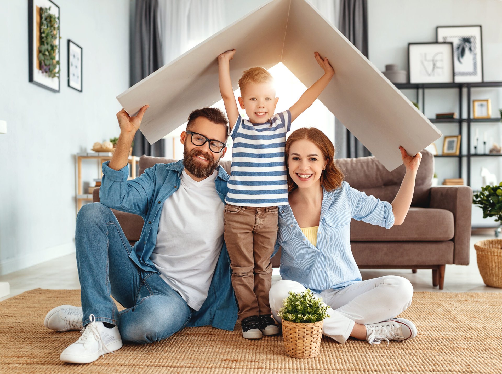 Young family in home