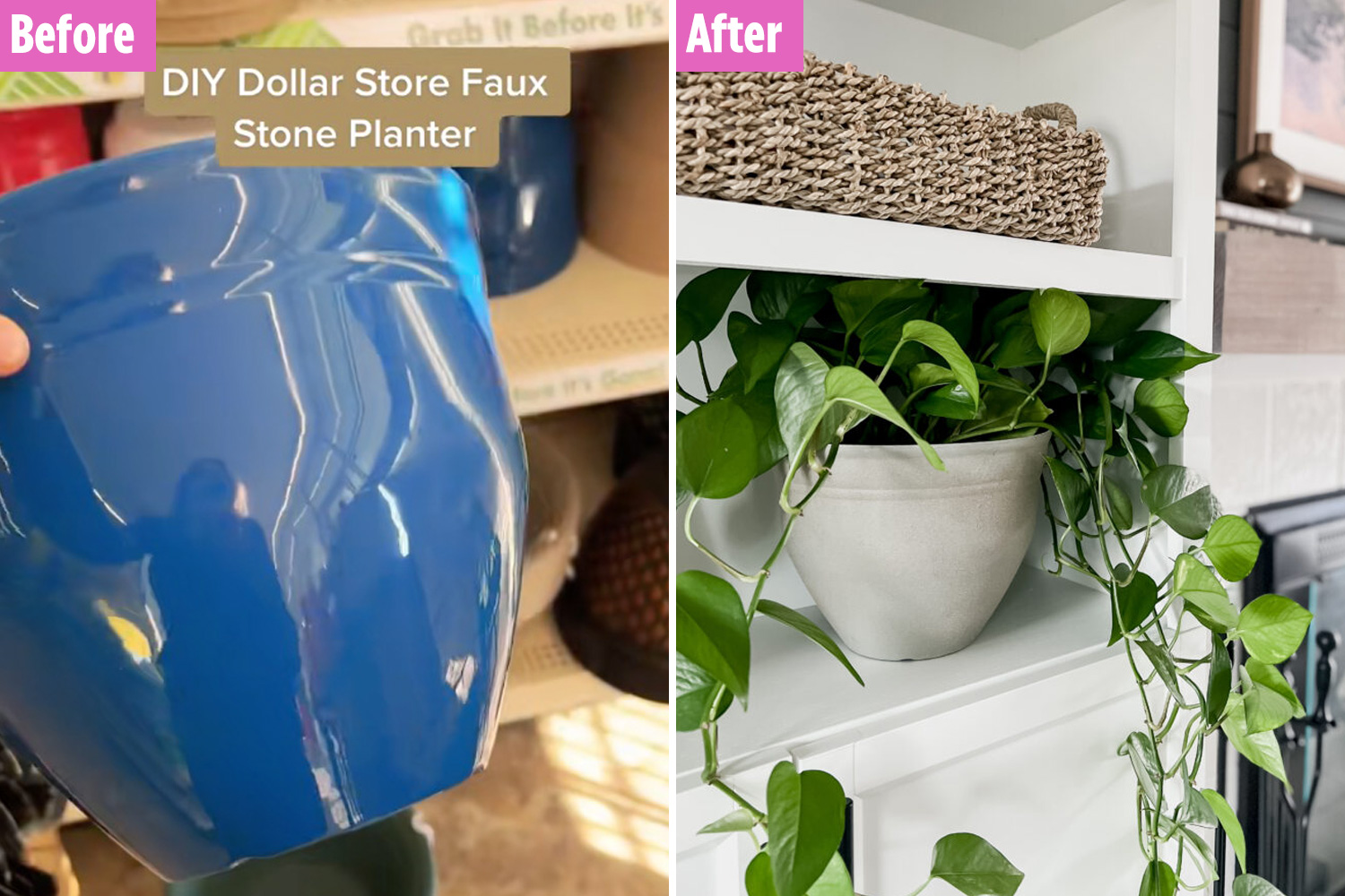I transformed cheap plastic pot into fancy stone planter in minutes & saved £100