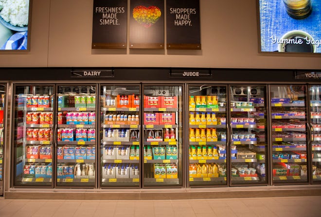 A portion of the refrigerated groceries section at the new Aldi. The grocery store is officially open after a ribbon cutting ceremony was held Thursday morning, May 13, 2021.